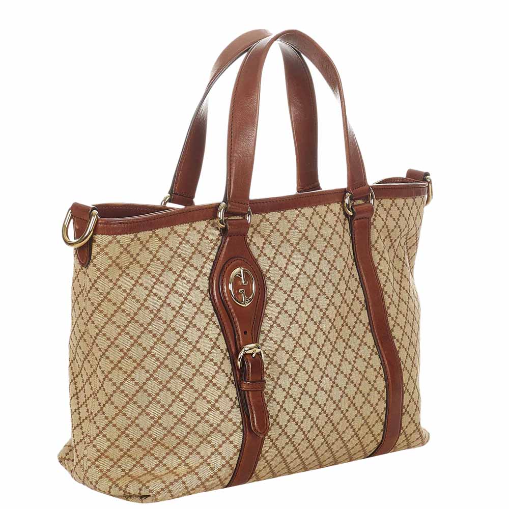 

Gucci Brown Diamante Canvas Satchel Bag