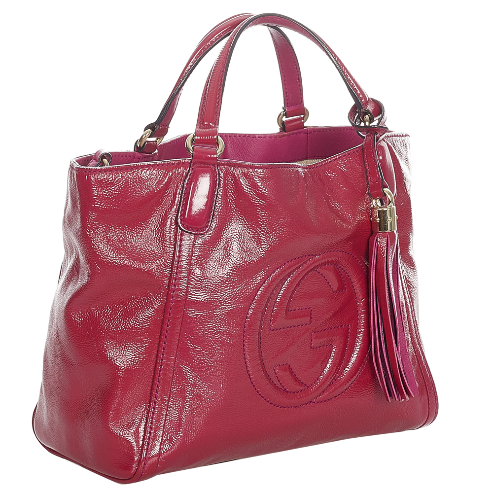 

Gucci Red Patent Leather Soho Satchel Bag