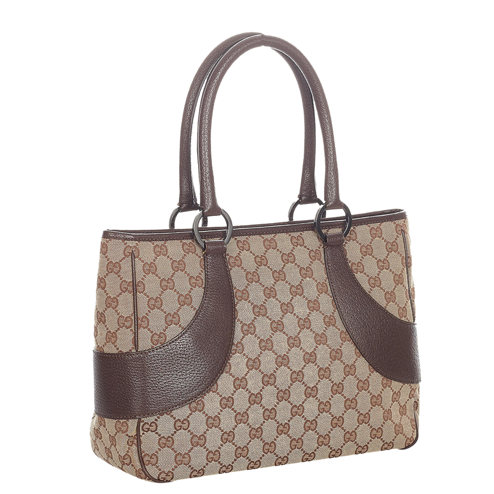 

Gucci Brown/Beige Canvas Fabric O-Ring Tote Bag