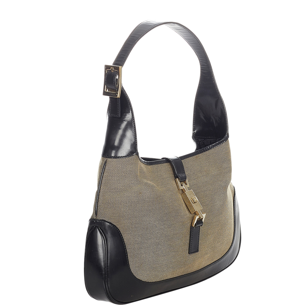 

Gucci Black/Brown Canvas Jackie O Hobo Bag, Beige