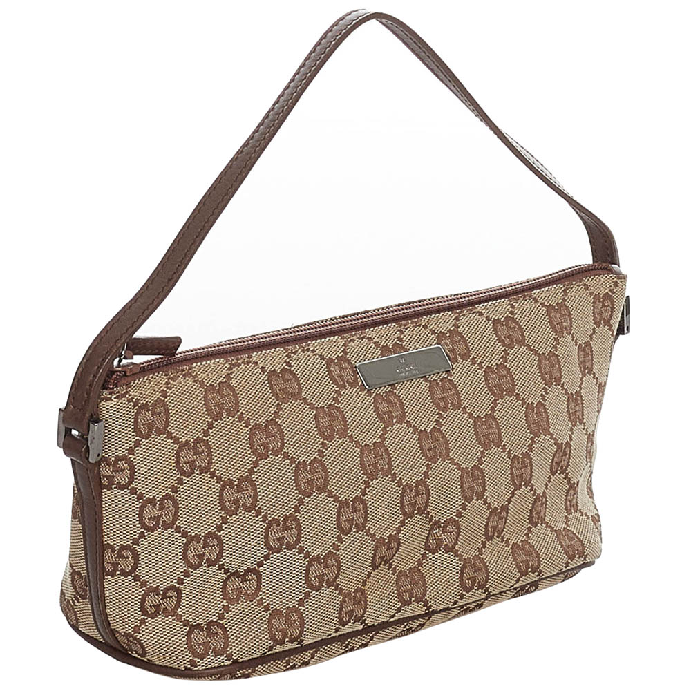 

Gucci Brown Canvas Frabric Boat Shoulder Bag, Beige