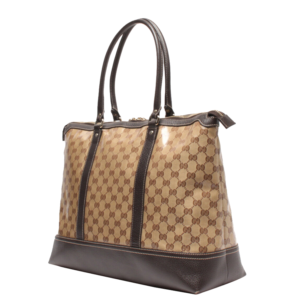 

Gucci Brown Coated Canvas Tote Bag
