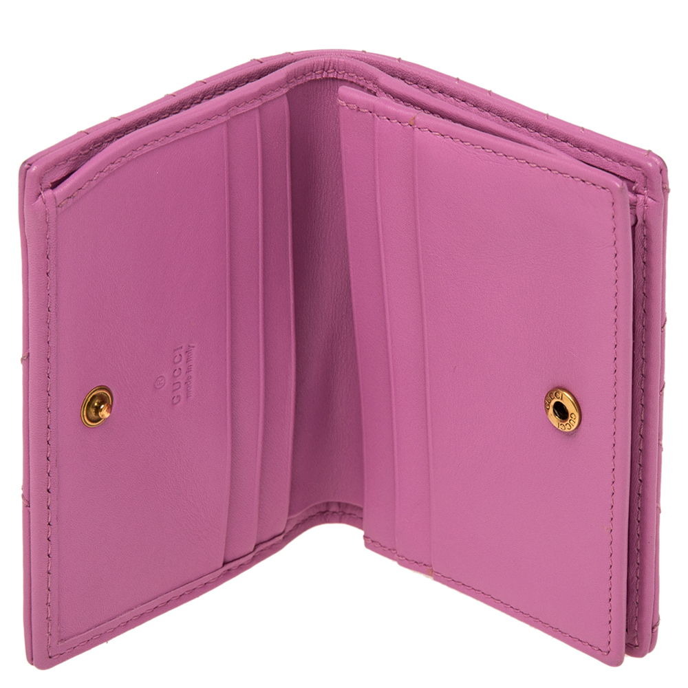 

Gucci Pink Matelassé Leather GG Marmont Card Case