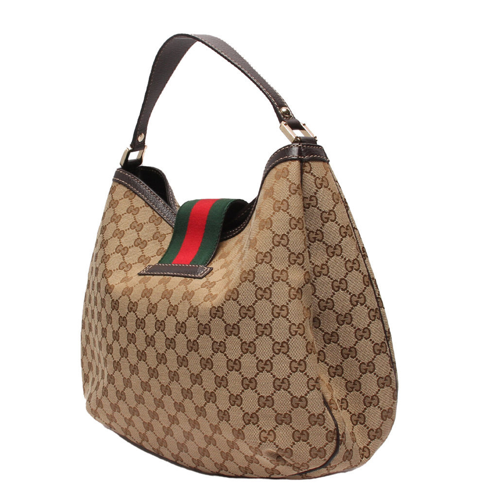 

Gucci Brown GG Canvas Large Web Hobo Bag