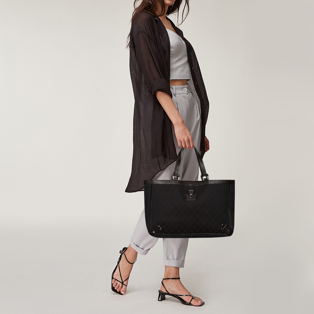 

Gucci Dark Brown GG Canvas and Leather Abbey D-Ring Tote