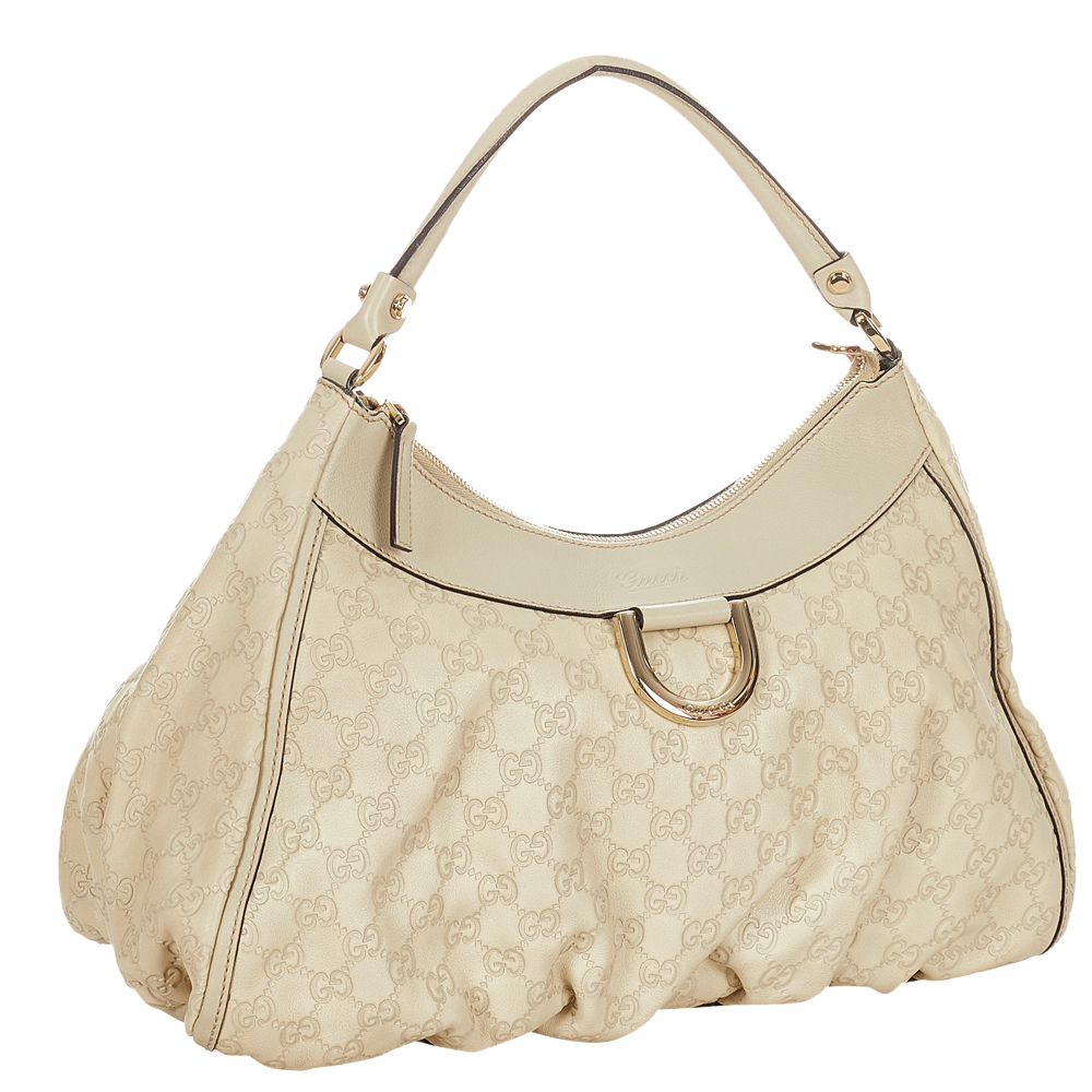 

Gucci White Guccissima Leather Abbey D-Ring Hobo Bag