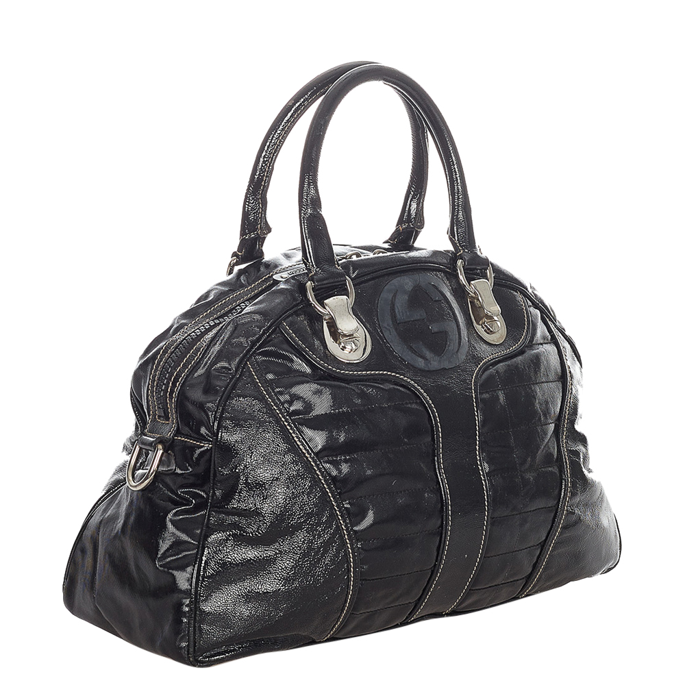 

Gucci Black Patent Leather Snow Glam Top Handle Bag