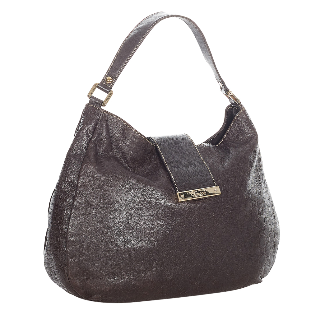 

Gucci Brown Calf Leather New Ladies Web Hobo Bag