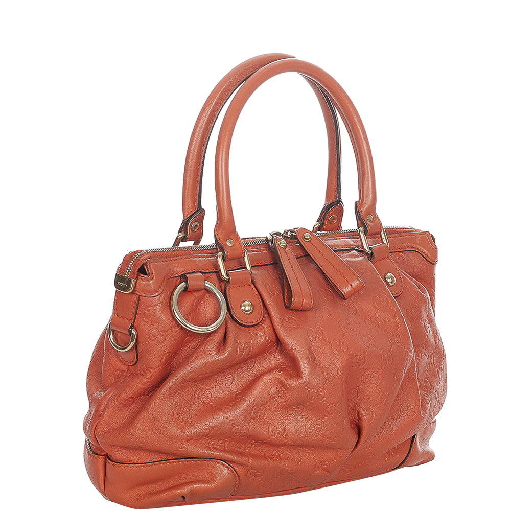 

Gucci Orange Calf Leather Sukey Satchel Bag