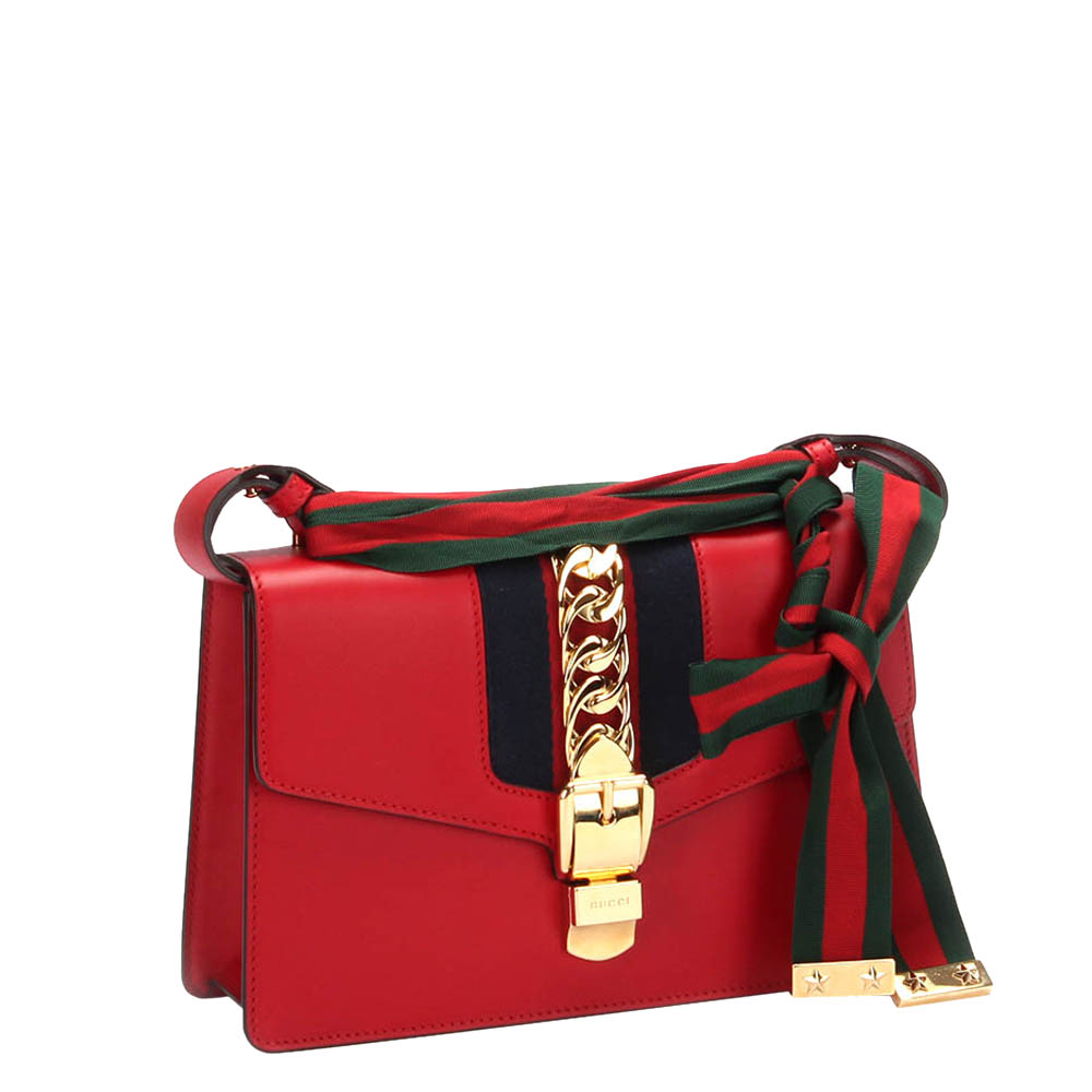 

Gucci Red Leather  Sylvie Shoulder Bag