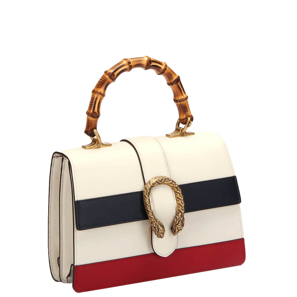 

Gucci White Medium Leather Dionysus Bamboo Top Handle Bag