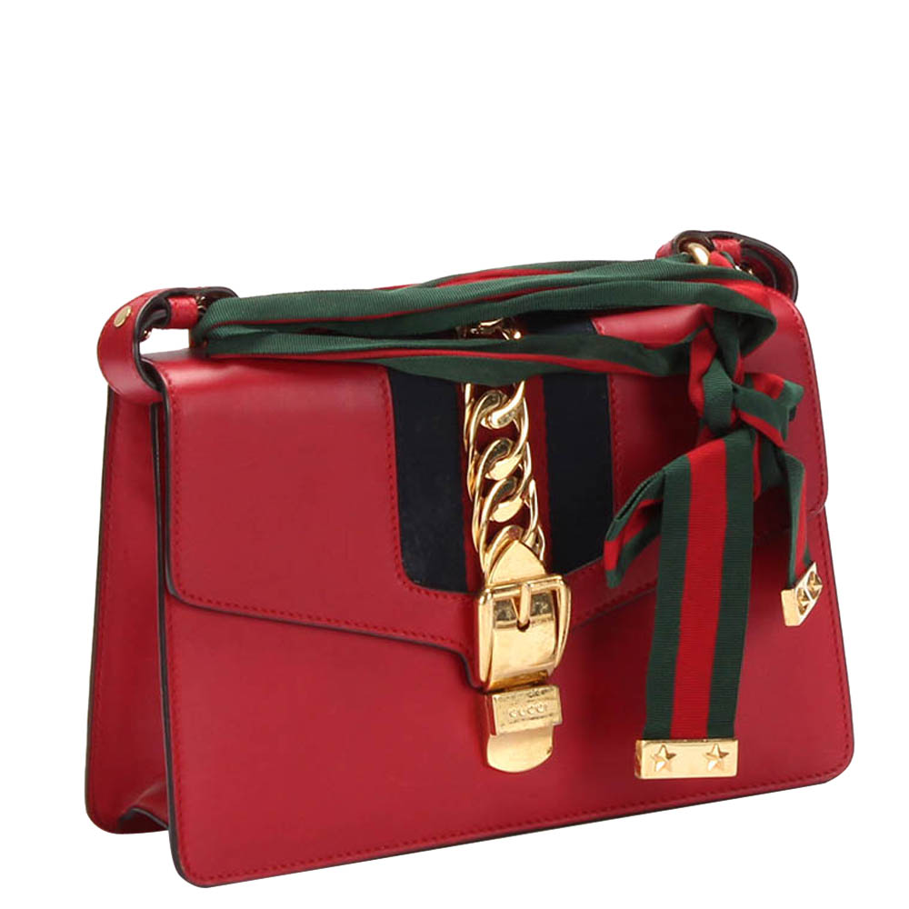 

Gucci Red Leather  Sylvie Shoulder Bag