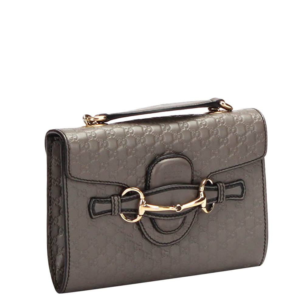 

Gucci Grey Leather Mini Emily Shoulder Bag