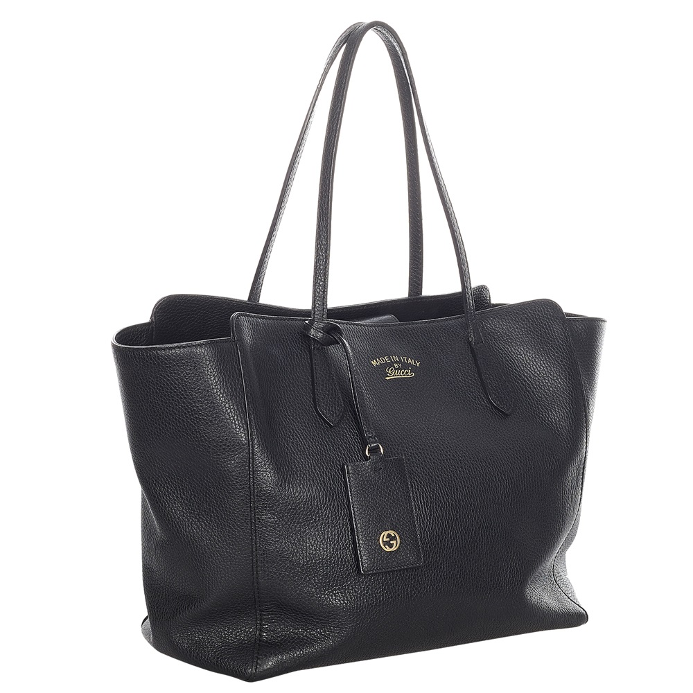 

Gucci Black Leather Swing Tote Bag