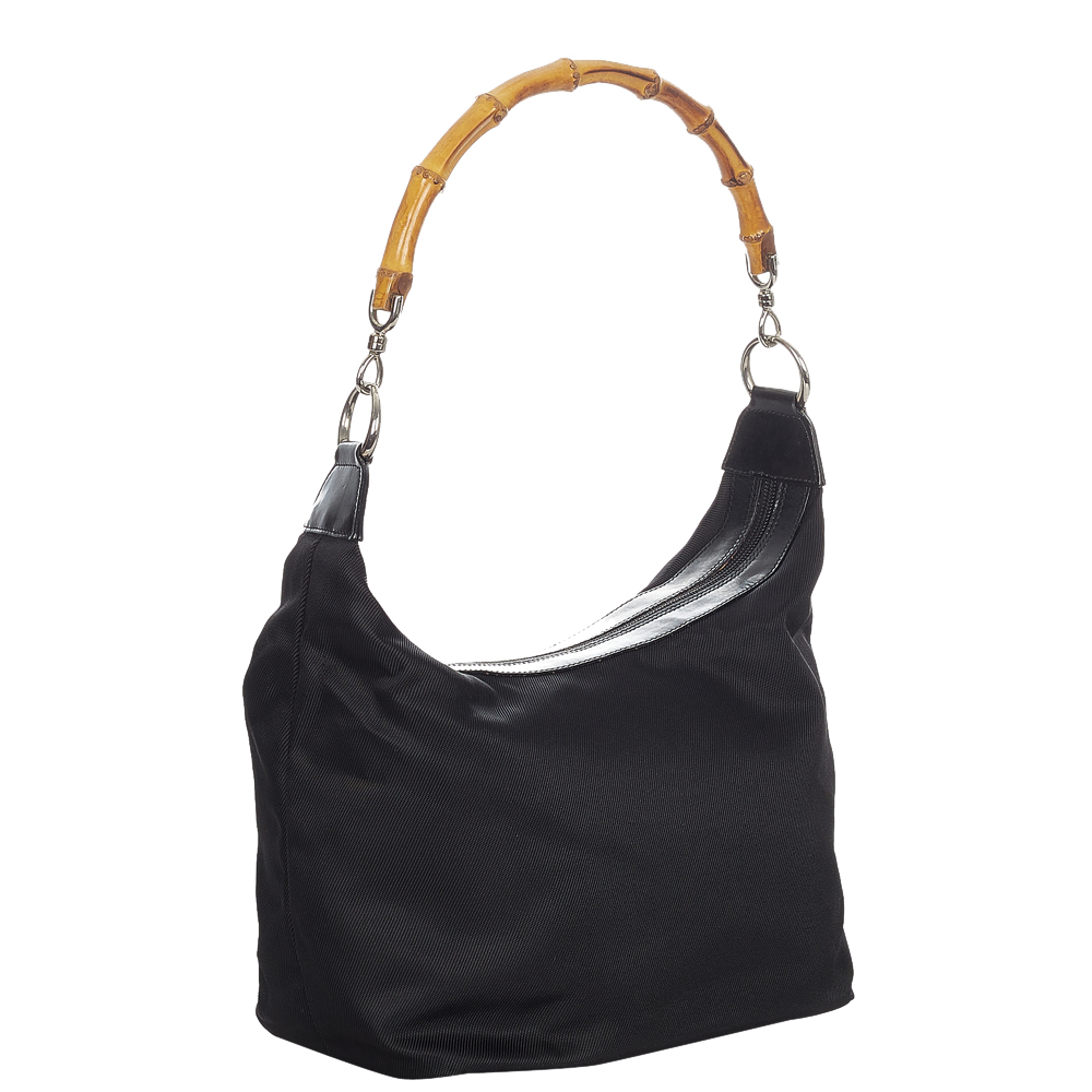 

Gucci Black Nylon Bamboo Shoulder Bag