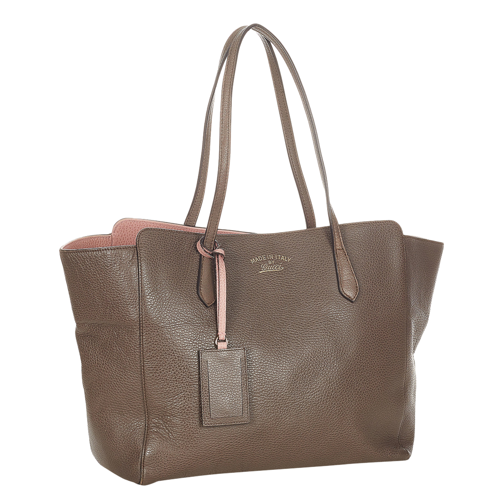 

Gucci Brown Leather Swing Tote Bag