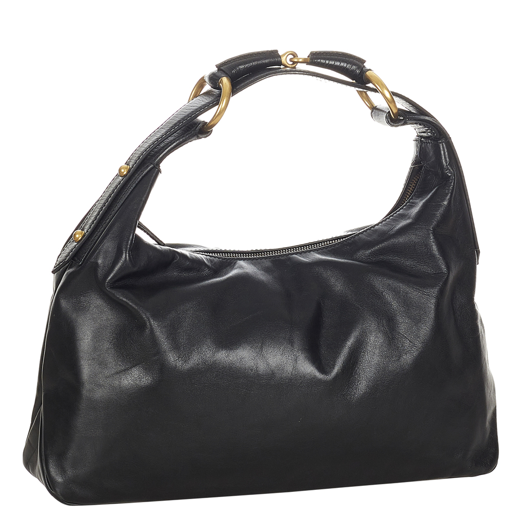 

Gucci Black Leather Horsebit Hobo Bag