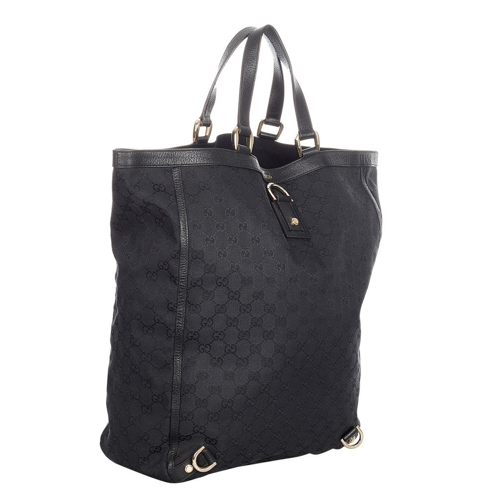 

Gucci Black Canvas Fabric Abbey Tote Bag