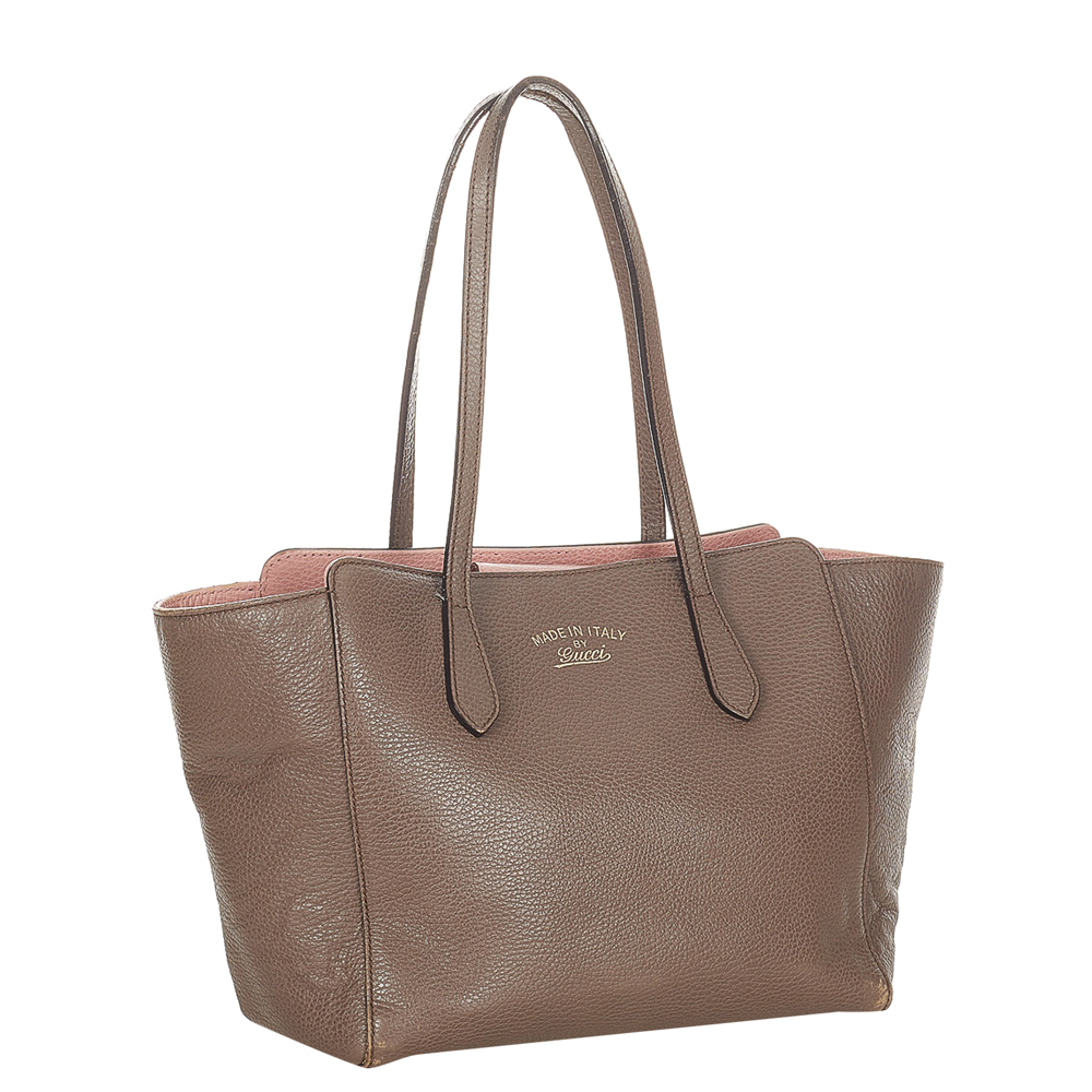 

Gucci Brown Leather Swing Tote Bag