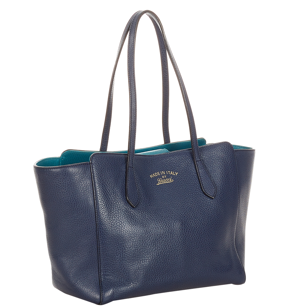 

Gucci Blue Leather Swing Tote Bag