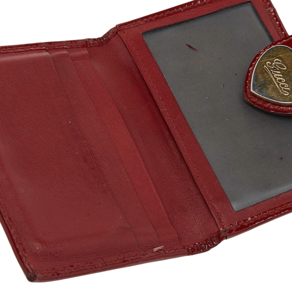 

Gucci Red Microguccisima Patent Leather Hart Compact Wallet