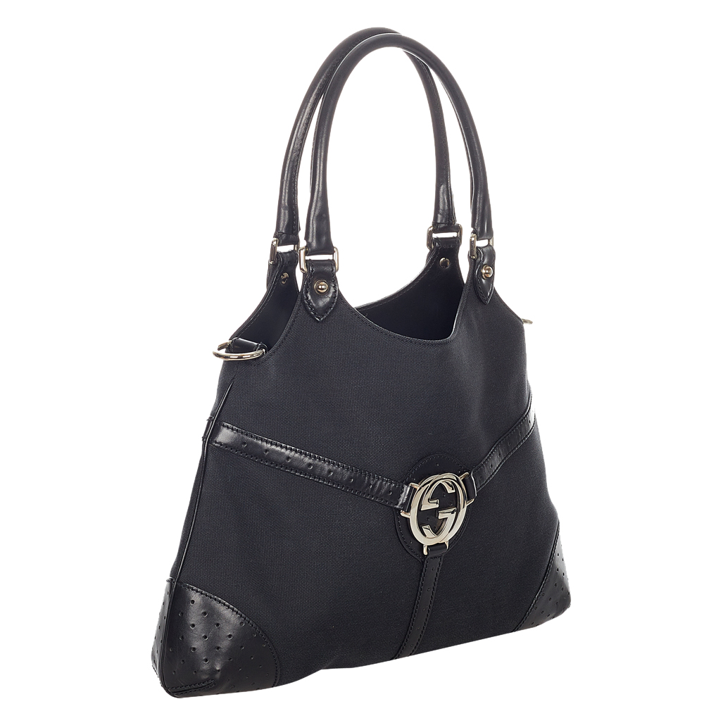 

Gucci Black Canvas Reins Hobo Bag