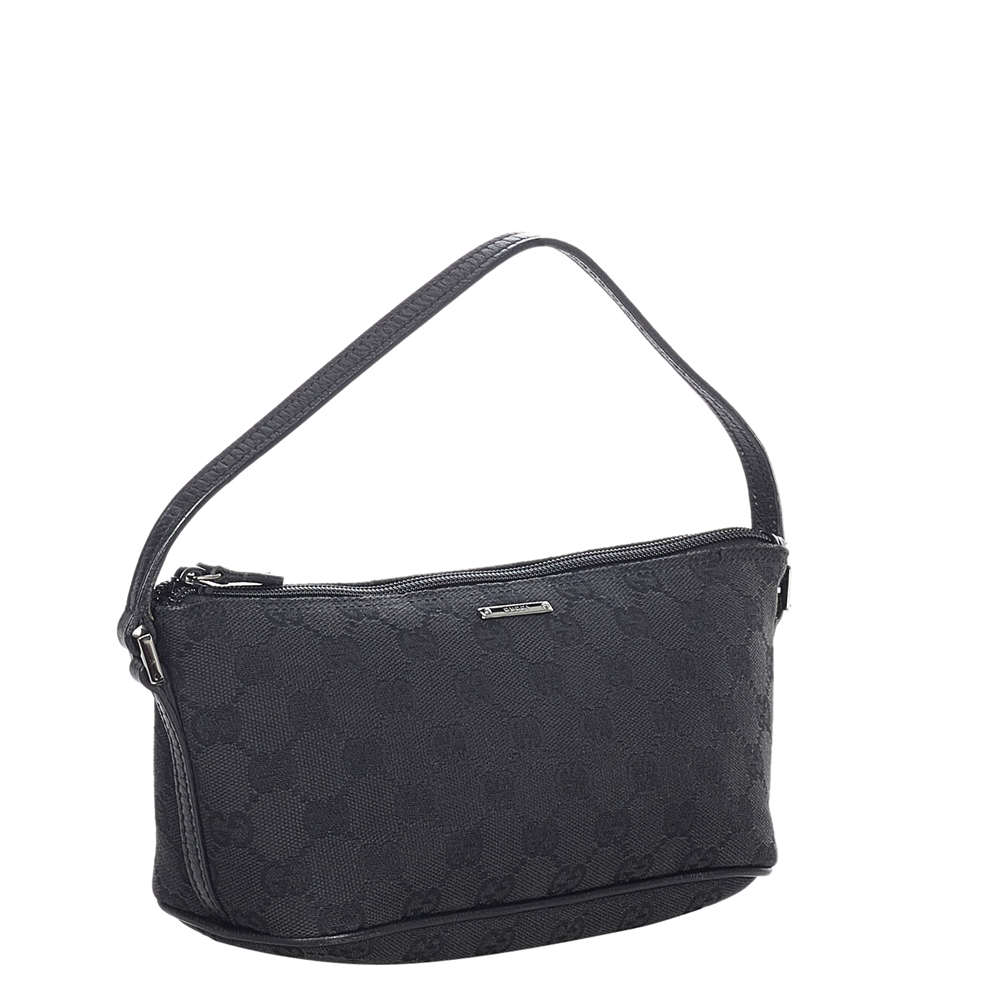 

Gucci Black Canvas Leather Fabric Boat Shoulder Bag