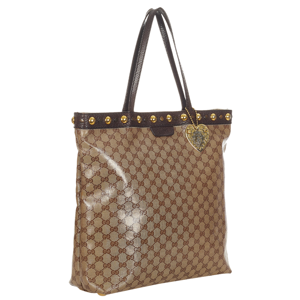 

Gucci Brown Coated Canvas Babouska Tote Bag