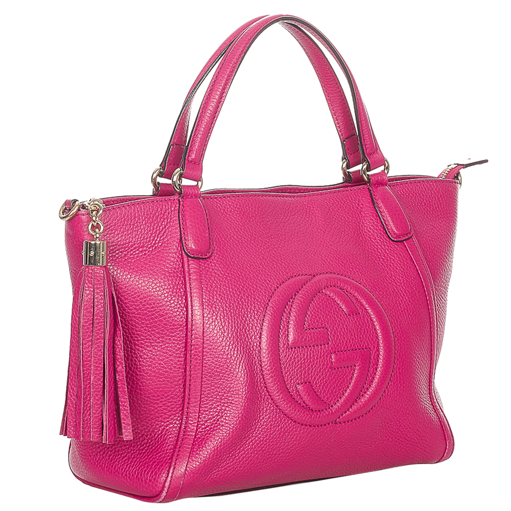 

Gucci Pink Calf Leather Soho Cellarius Satchel Bag