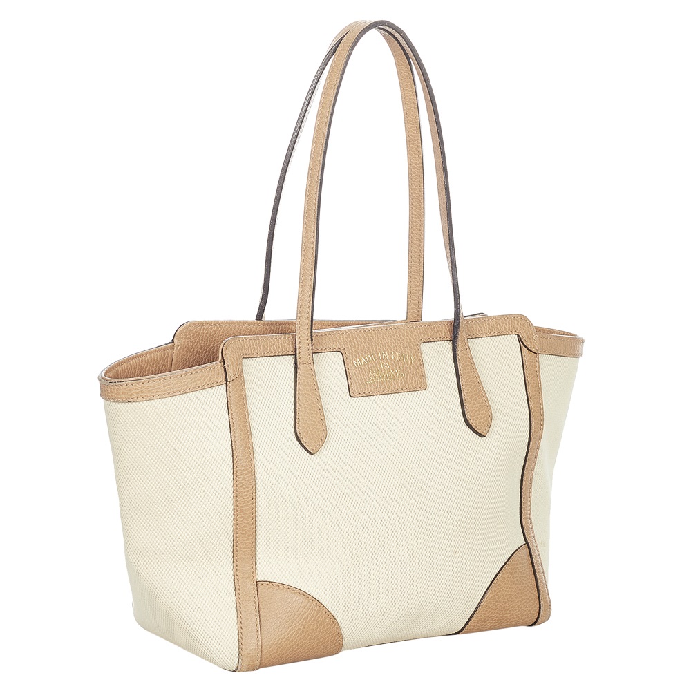 

Gucci Beige Canvas Fabric Swing Tote Bag