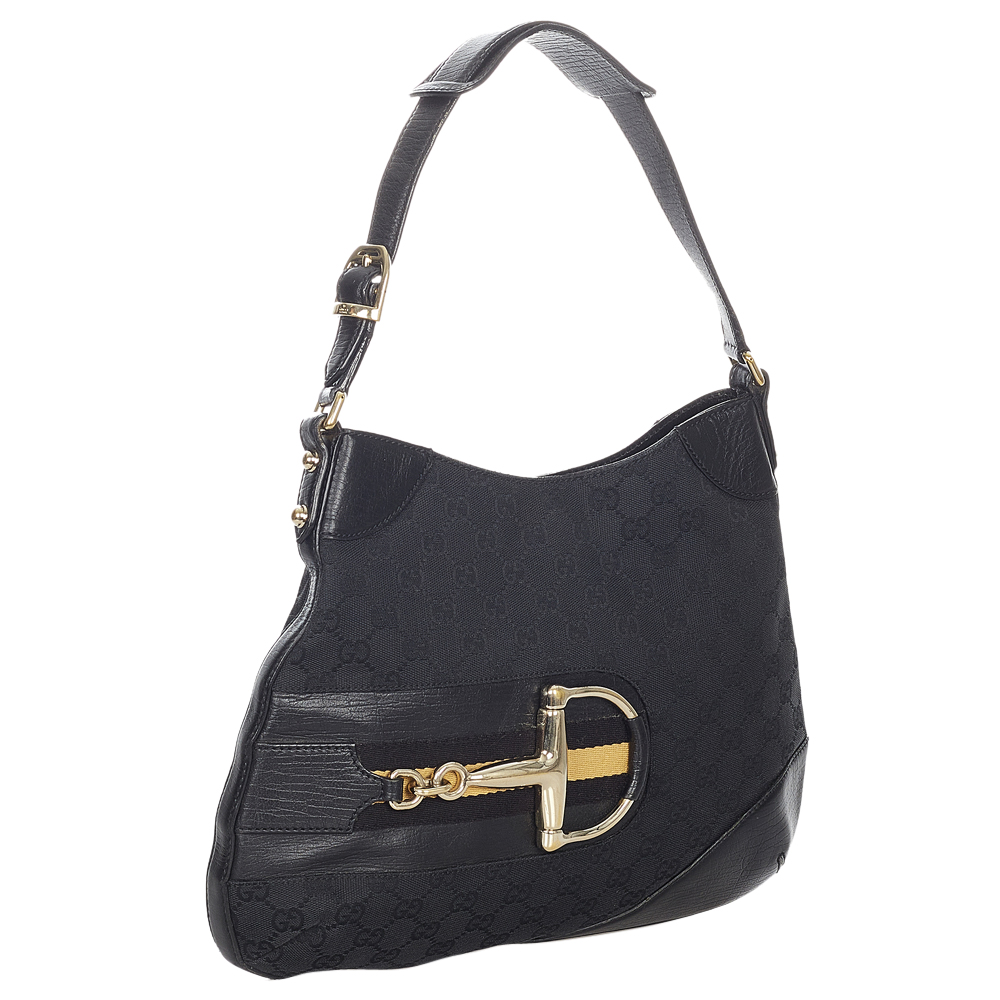 

Gucci Black Canvas Fabric Hasler Shoulder Bag