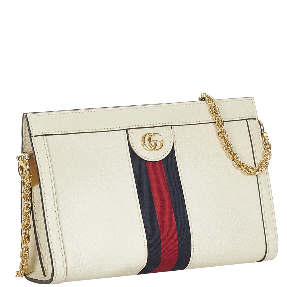 

Gucci White Calf Leather Small Ophidia Shoulder Bag, Multicolor