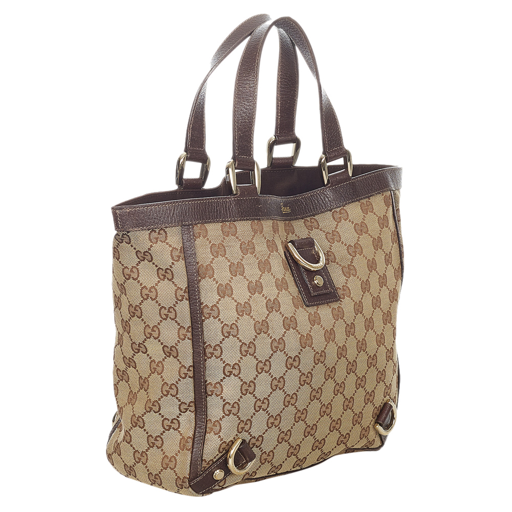 

Gucci Brown/Beige Canvas Fabric Abbey D-Ring Tote Bag