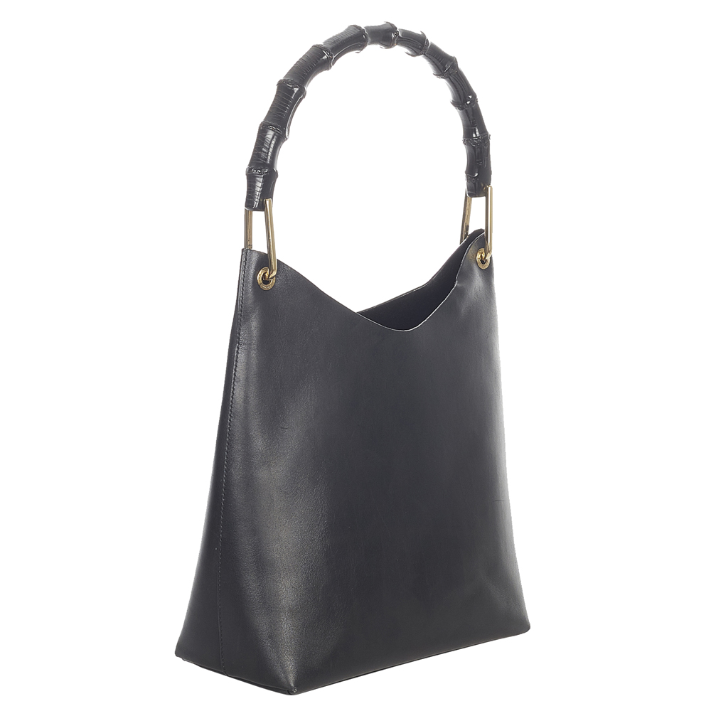 

Gucci Black Leather Bamboo Shoulder Bag
