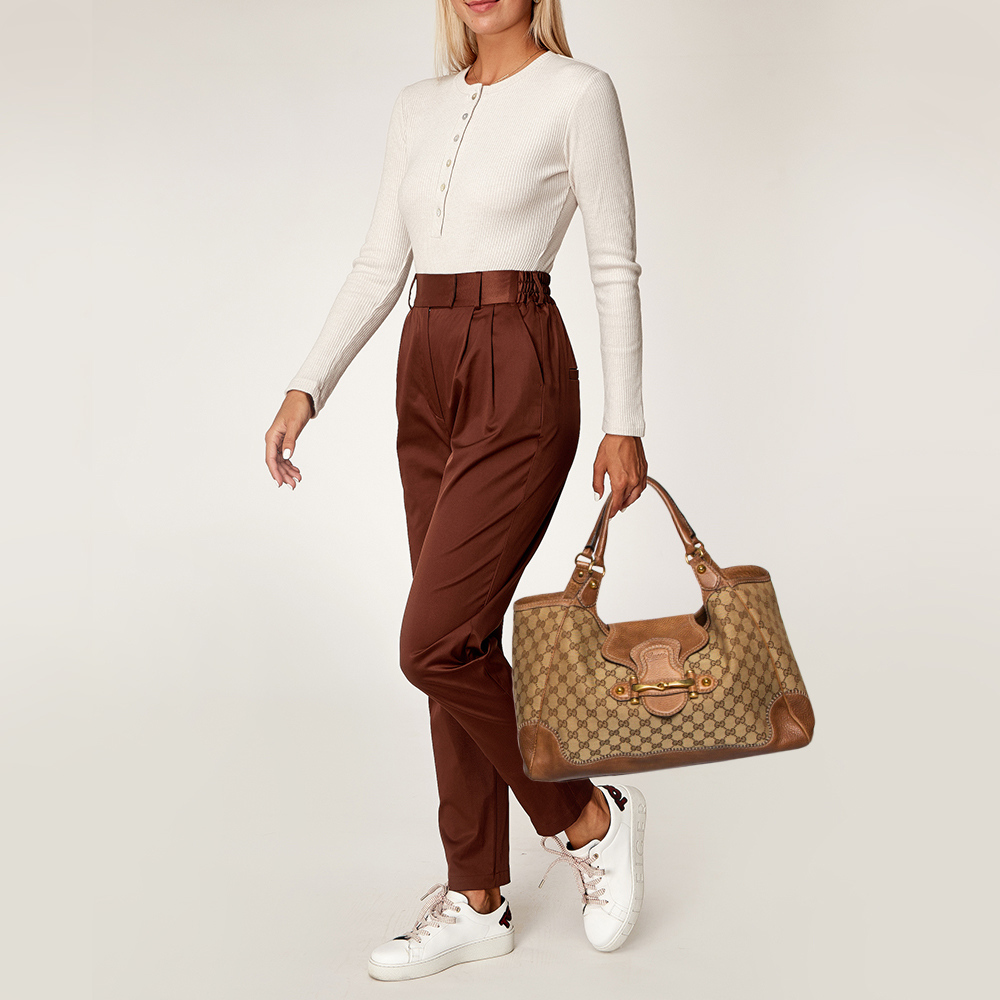 

Gucci Beige/Brown GG Canvas and Leather Large New Pelham Shoulder Bag