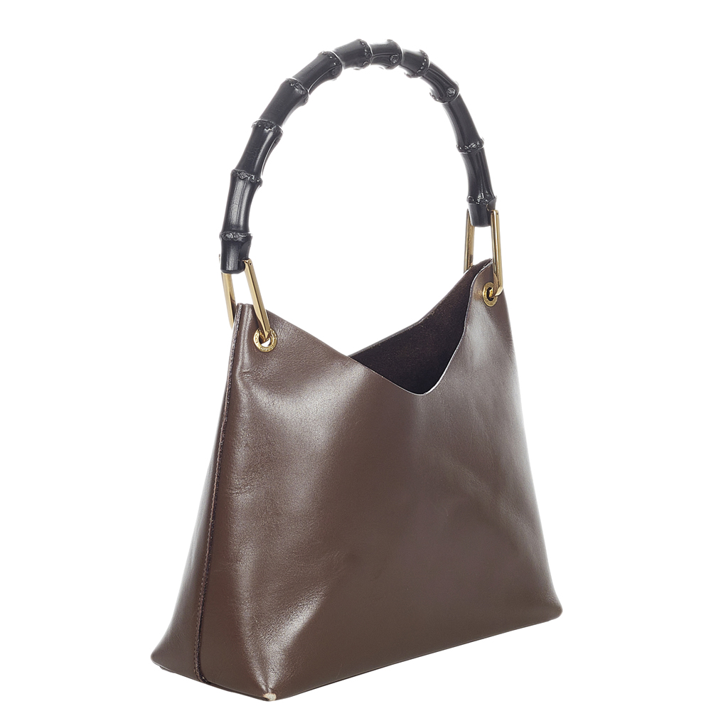 

Gucci Brown Leather Bamboo Shoulder Bag