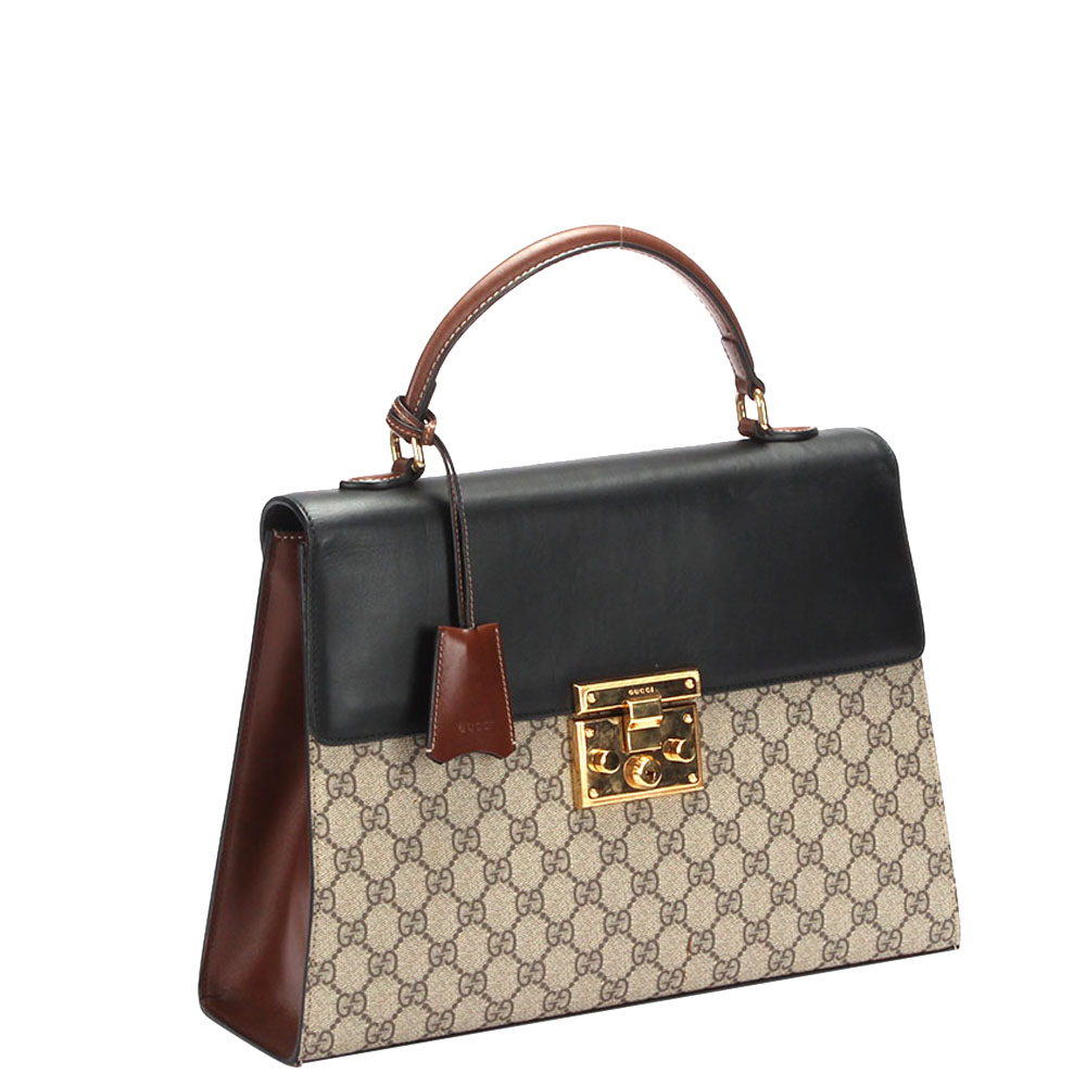 

Gucci Beige GG Supreme Canvas  Padlock Top Handle Bag, Multicolor