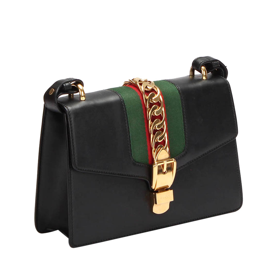 

Gucci Black Leather  Sylvie Shoulder Bag