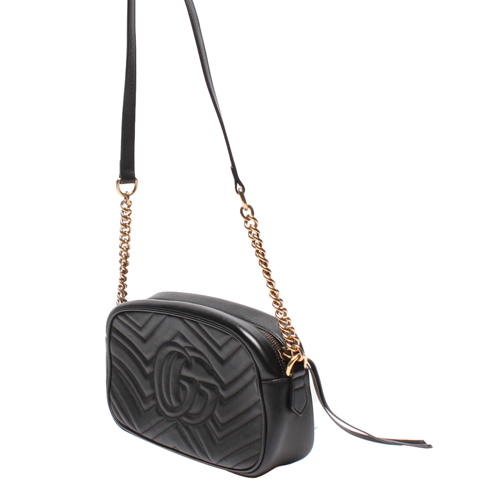 

Gucci Black Leather GG Marmont Bag