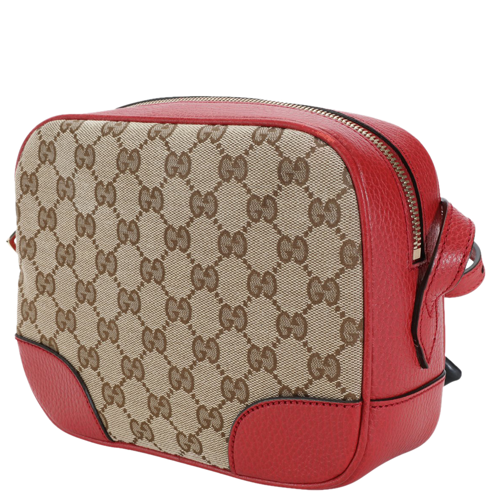 

Gucci Brown/Red GG Canvas Leather Mini Bree Messenger Bag