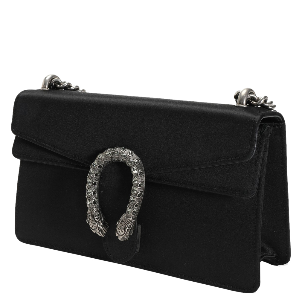 

Gucci Black Satin Crystal  Dionysus Shoulder Bag