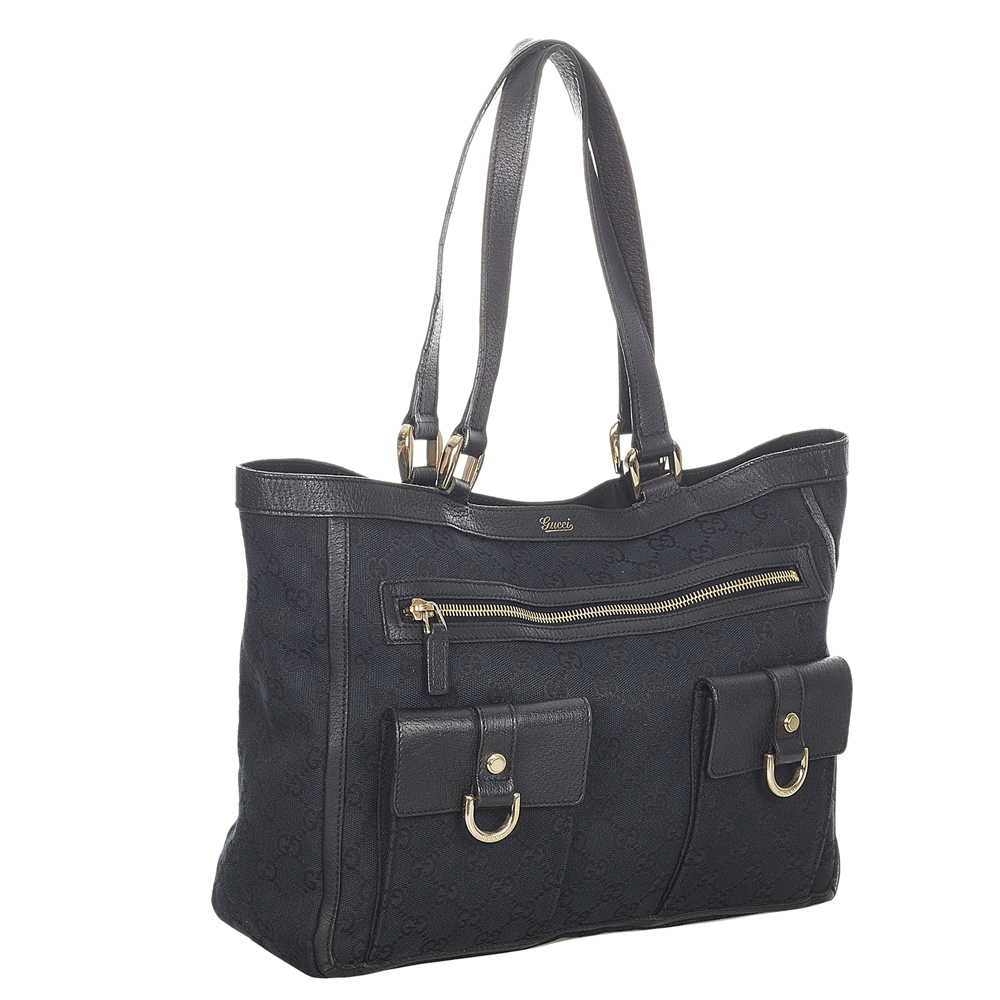 

Gucci Black Canvas Fabric Abbey D-Ring Tote Bag