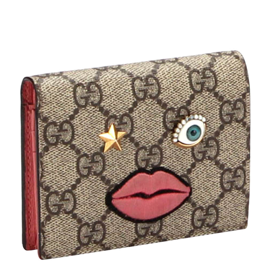 

Gucci Beige GG Supreme Canvas Face Wallet