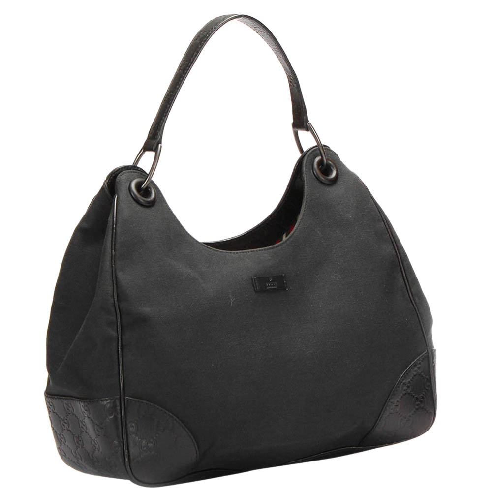 

Gucci Black Canvas Colbert Hobo Bag