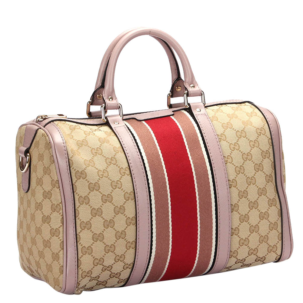 

Gucci Beige/Brown GG Canvas Fabric Boston Bag Satchel