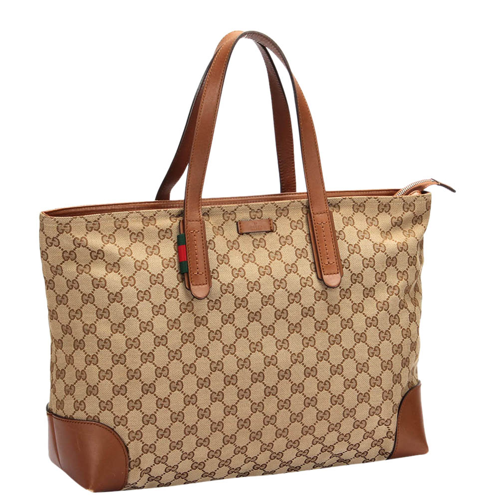 

Gucci Brown/Beige GG Canvas Fabric Tote Bag