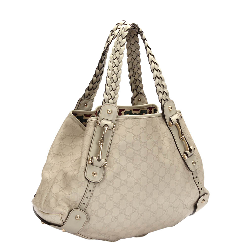 

Gucci White Calf Leather Pelham Tote Bag