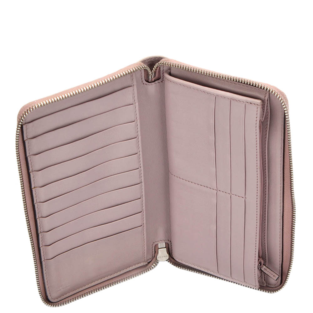 

Gucci Pink Calf Leather Microguccissima Long Wallet