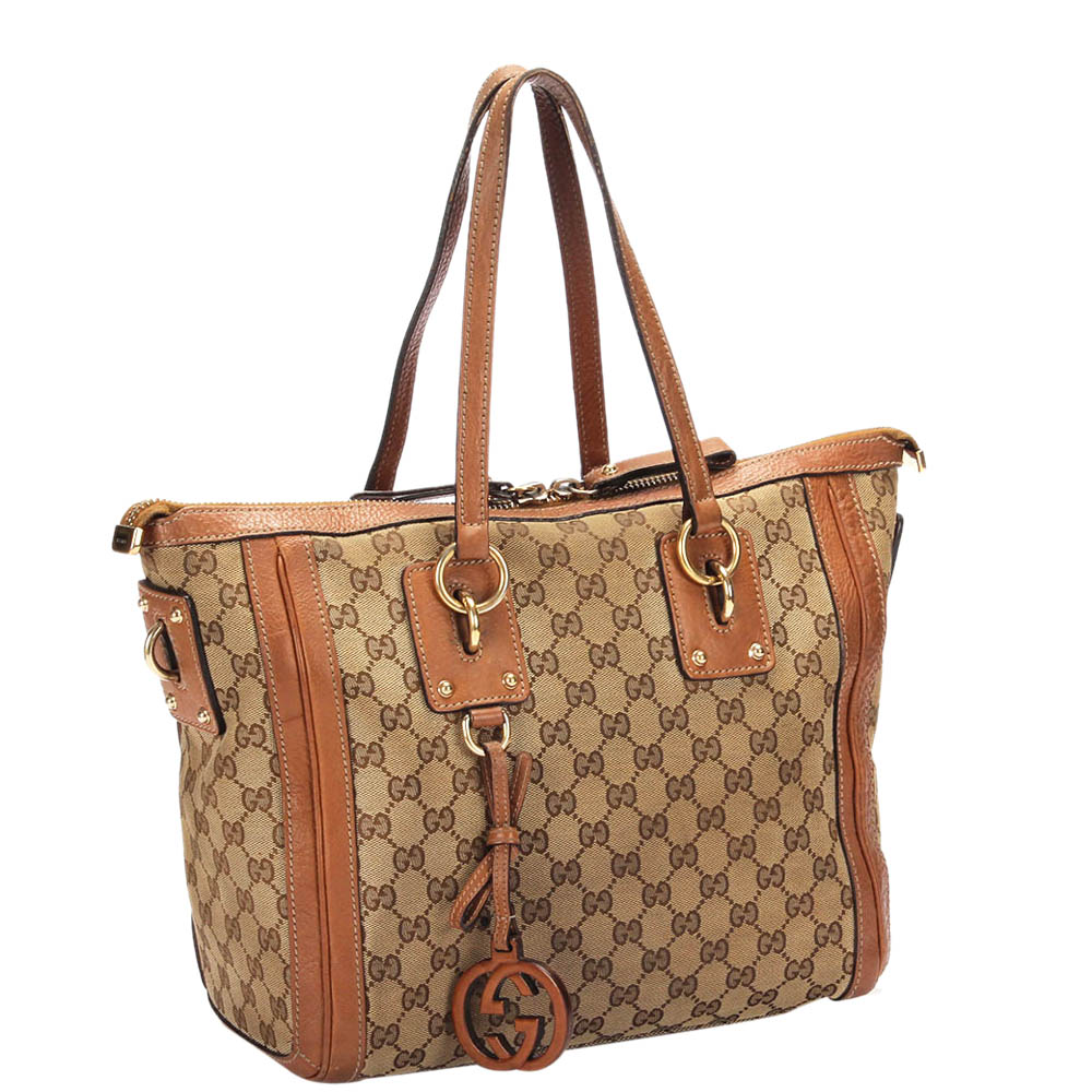 

Gucci Brown Medium Canvas GG Charm Shoulder Bag