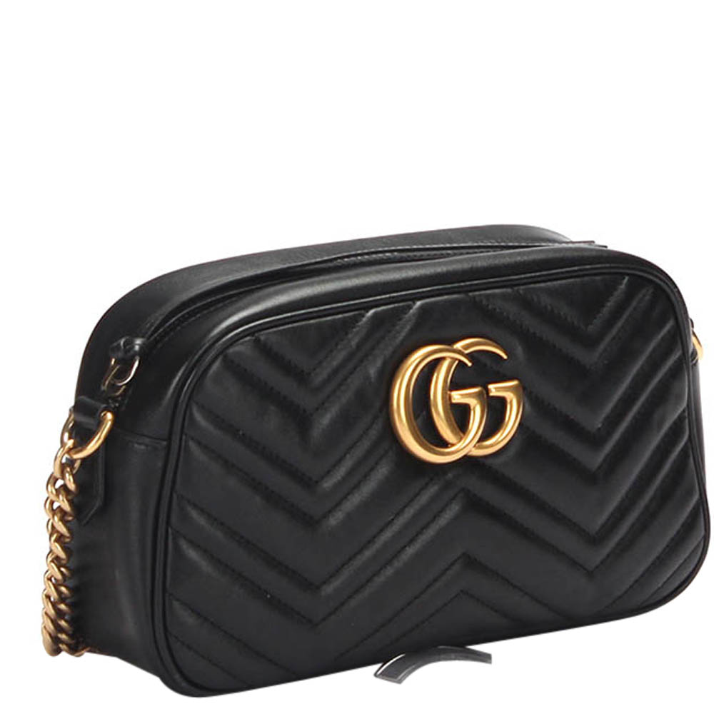 

Gucci Black Small Calf Leather GG Marmont Matelasse Shoulder Bag